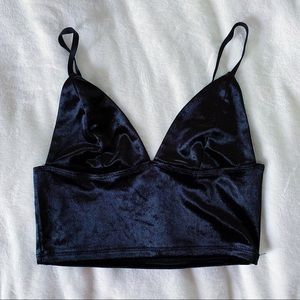 Black velvet crop top from Garage